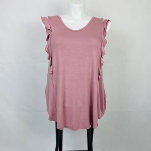 Ava James slit shoulder ruffle sleeveless top XL